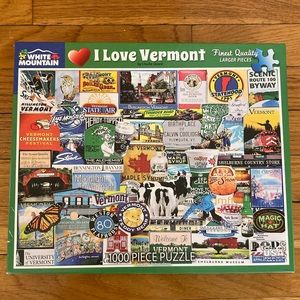 “I love Vermont” 1000 Piece White Mountain Jigsaw Puzzle